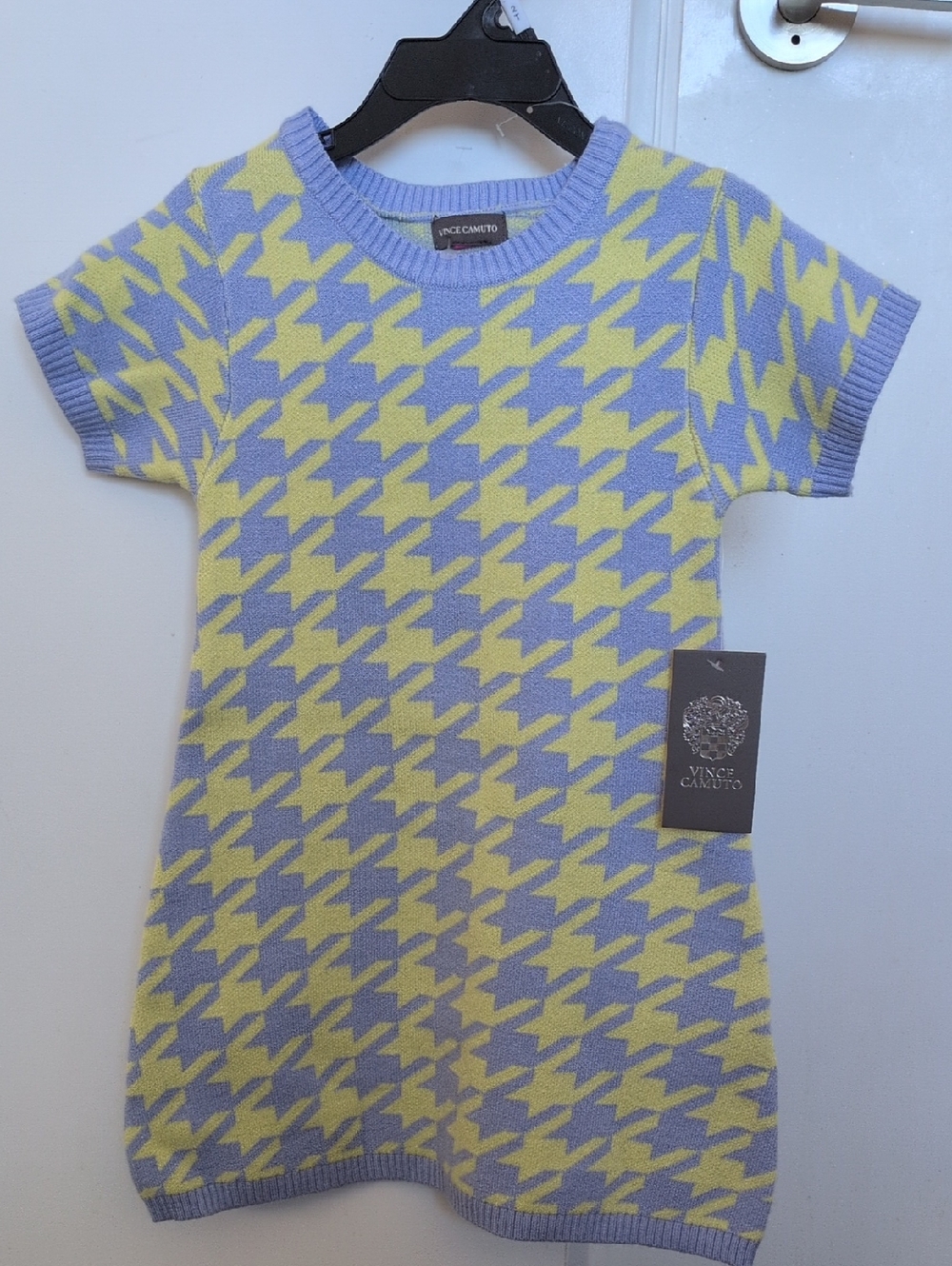 Vince Camuto Kids Lavender & Yellow Houndstooth Knit Top